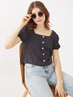 Zink London - Womens Black Printed Top