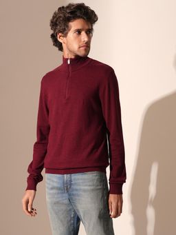 Selected - Maroon Half Cardigan Sweater