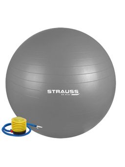 Strauss - Rubber Anti-Burst Gym Ball, Round Shape, 55 cm (Grey)