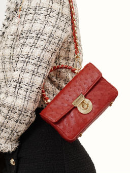 Hidesign - Red Textured Sling Bag with Detachable Strap