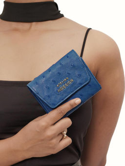 Hidesign - Blue Textured Wallet with Detachable Strap (Set of 2)