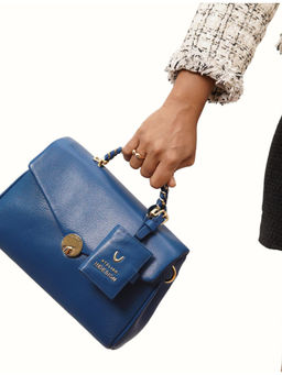 Hidesign - Blue Solid Handheld Bag with Detachable Strap (Set of 2)