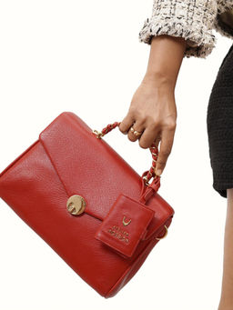 Hidesign - Red Solid Handheld Bag with Detachable Strap (Set of 2)