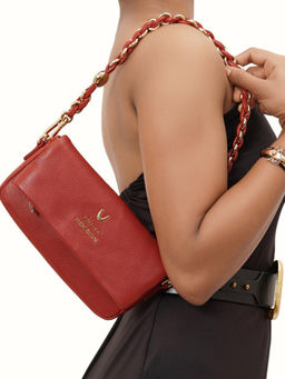 Hidesign - Red Solid Handheld Bag with Detachable Strap