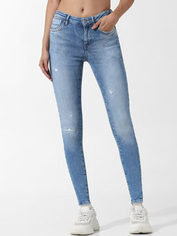 ONLY - Light Blue Mid Rise Pushup Skinny Jeans
