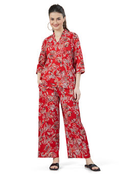 July Nightwear - Red Cotton Top - Pyjama Women-Wpc675 (Set of 2)