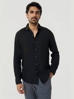 TERRA LUNA - Fabio Linen Black Shirt