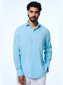 TERRA LUNA - Harrison Ls Khadi Blue Shirt