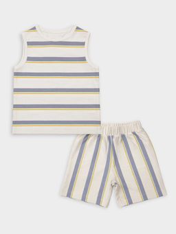 Mi Arcus - Stripes Cotton Sleeveless Vest and Shorts