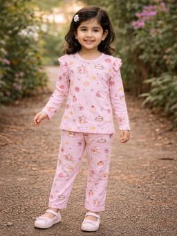 Mi Arcus - Cotton Printed Knitted Top with Pyjama Night Suit