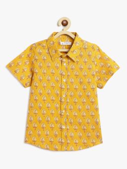 Campana - Boys Pure Cotton Half Sleeves Paisley Print Shirt - Mustard