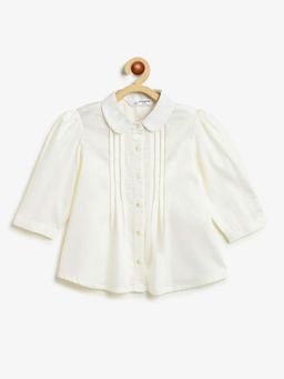 Campana - Girls Pure Cotton Pleated Top - White