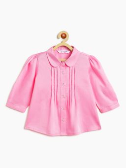 Campana - Girls Pure Cotton Pleated Top - Light Pink