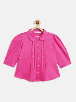 Campana - Girls Pure Cotton Pleated Top - Bright Pink