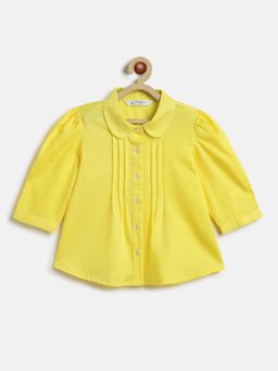 Campana - Girls Pure Cotton Pleated Top - Lemon Yellow