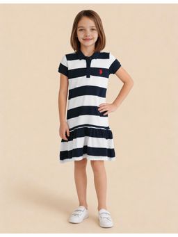 U.S. POLO ASSN. - Girls Horizontal Striped A-Line Dress