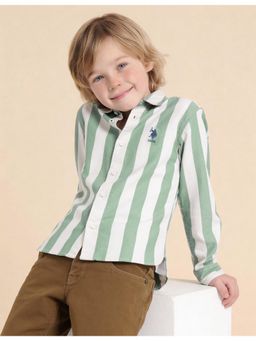 U.S. POLO ASSN. - Boys Vertical Striped Twill Shirt
