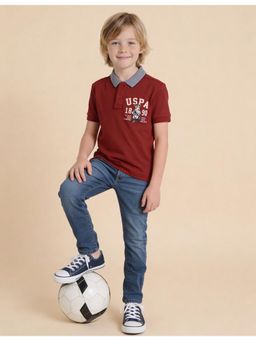 U.S. POLO ASSN. - Boys Graphic Printed Regular Fit Polo T-shirt