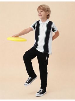 U.S. POLO ASSN. - Boys Vertical Striped Colorblocked Regular Fit Polo T-shirt