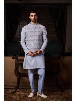 Nitika Gujral - Powder Blue Kurta with Pants and Jacket