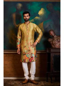 Nitika Gujral - Olive Printed Kurta With Churidar