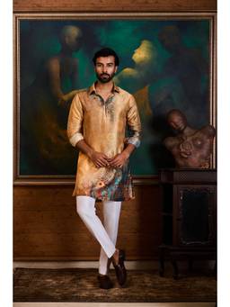 Nitika Gujral - Rust Printed Kurta With Pants
