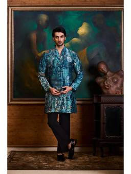 Nitika Gujral - Blue Printed Kurta With Pants