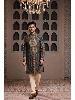 Nitika Gujral - Green Yellow Bundi Floral Kurta With Pant