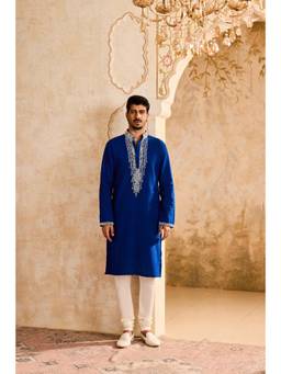 Nitika Gujral - Blue Chanderi Kurta With Salwar