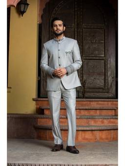 Nitika Gujral - Silver Grey Bandhgala With Pants