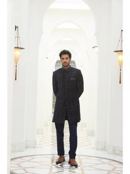 Nitika Gujral - Grey Jodhpuri Coat With Pant