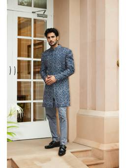 Nitika Gujral - Navy Blue Jodhpuri Coat With Pant (XS)
