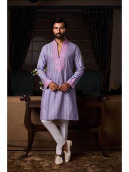 Nitika Gujral - Lilac Dhagai Kurta With Pants