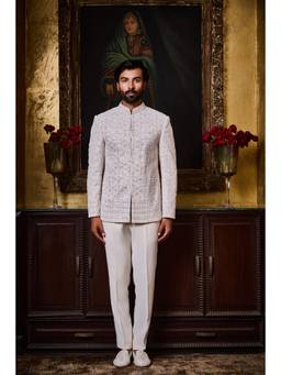 Nitika Gujral - White Jodhpuri Coat with Trouser