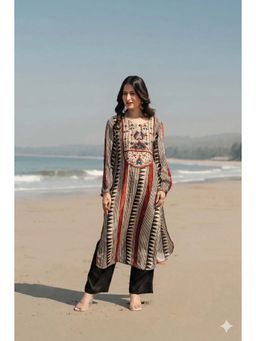 Mahee Jaipur - Beige With Red And Black Noor Kurta With Pant