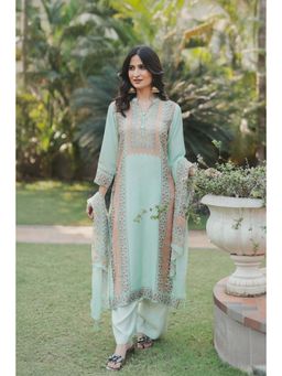 Mahee Jaipur - Noor Mahal Mint Green Muslin Kurta With Pant & Dupatta