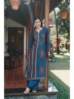Mahee Jaipur - Jharokha Teal Block Print Kurta With Pant