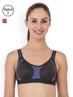Floret - Pack of 2 Solid Sports Bra - Multi-Color