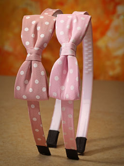 Stol'N - Bow Designed Printed Hair Bands - Pink & Brown Set Of 2