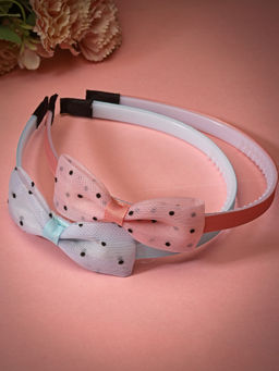 Stol'N - Bow Designed Printed Hair Bands - Pink & Sky Blue Set Of 2