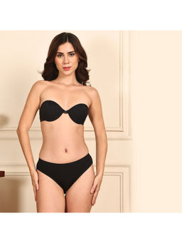 PrettyCat - Women Black Lightly Padded Underwire Balconette Bra with Panty (Set of 2)