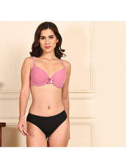 PrettyCat - Women Pink Women Lightly Padded Underwire Plunge Bra with Panty (Set of 2)