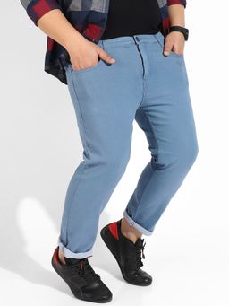 Instafab Plus - Mens Regular Fit Denim Jeans Color Blue