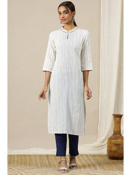 Aurelia - White Pure Cotton Soft and Breathable Kurta In Mandarin Collar