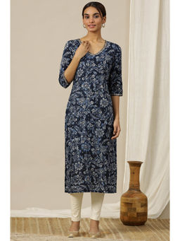 Aurelia - Blue Straight Kurta with Embroidery