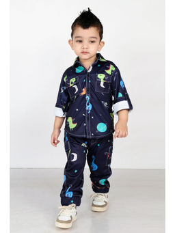 BAD BOYS - Cool Prints Meet Comfy Vibes Navy Blue Perfect Casual Co-Ord Set