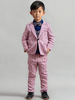 BAD BOYS - Little Gentlemen Pink Shirt, Blazer, Waistcoat with Pant & Bow (Set of 5)