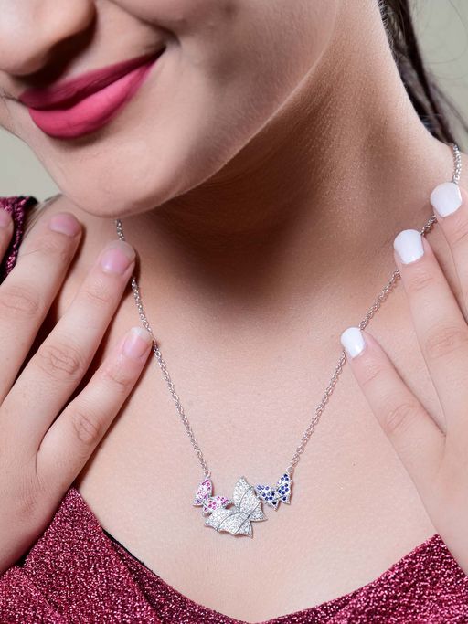 SILMORA Multi-Color Silver Plated Necklaces & Neckpieces