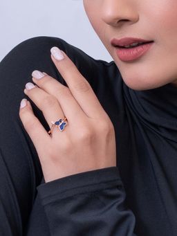 SILMORA - Blue Rose Gold Plated Ring