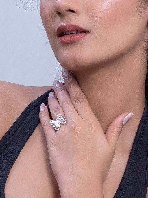 SILMORA White Platinum Plated Ring
